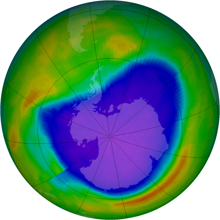 Antarctic ozone map for 25 September 2001